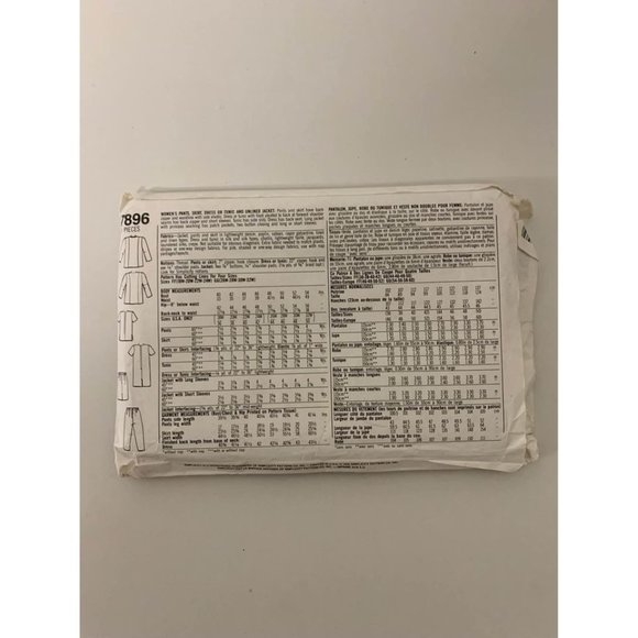 Vintage 1992 Simplicity Sewing Pattern 7896 Womens Pants Skirt Dress Tunic Jacke - Picture 2 of 6